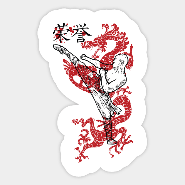 Kung Fu Master and Red Dragon Sticker by NiceIO